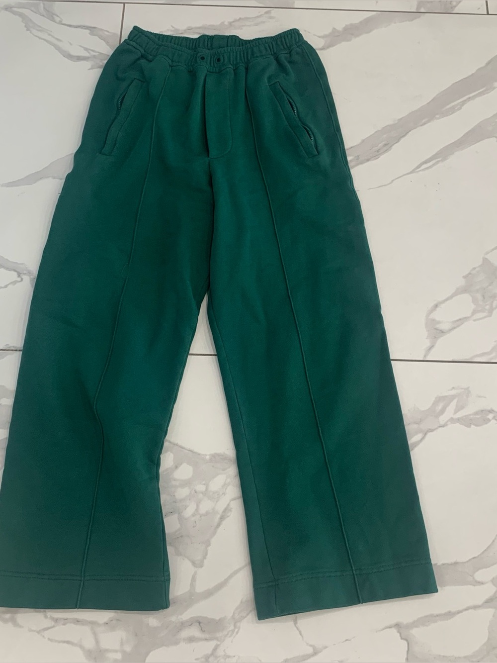 Kenzo Paris Track-Pants Crop Joggers Women Sz XS Green Pockets Logo 100% Cotton